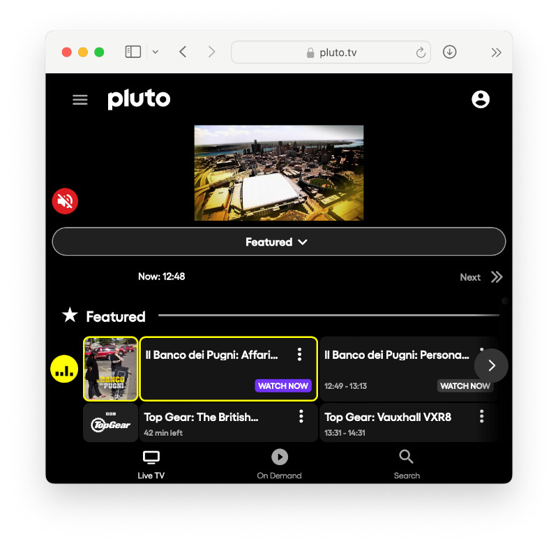 Il sito di Pluto TV dal quale guardare il calcio in streaming gratis