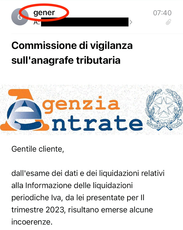 Truffe online, esempio di phishing via mail